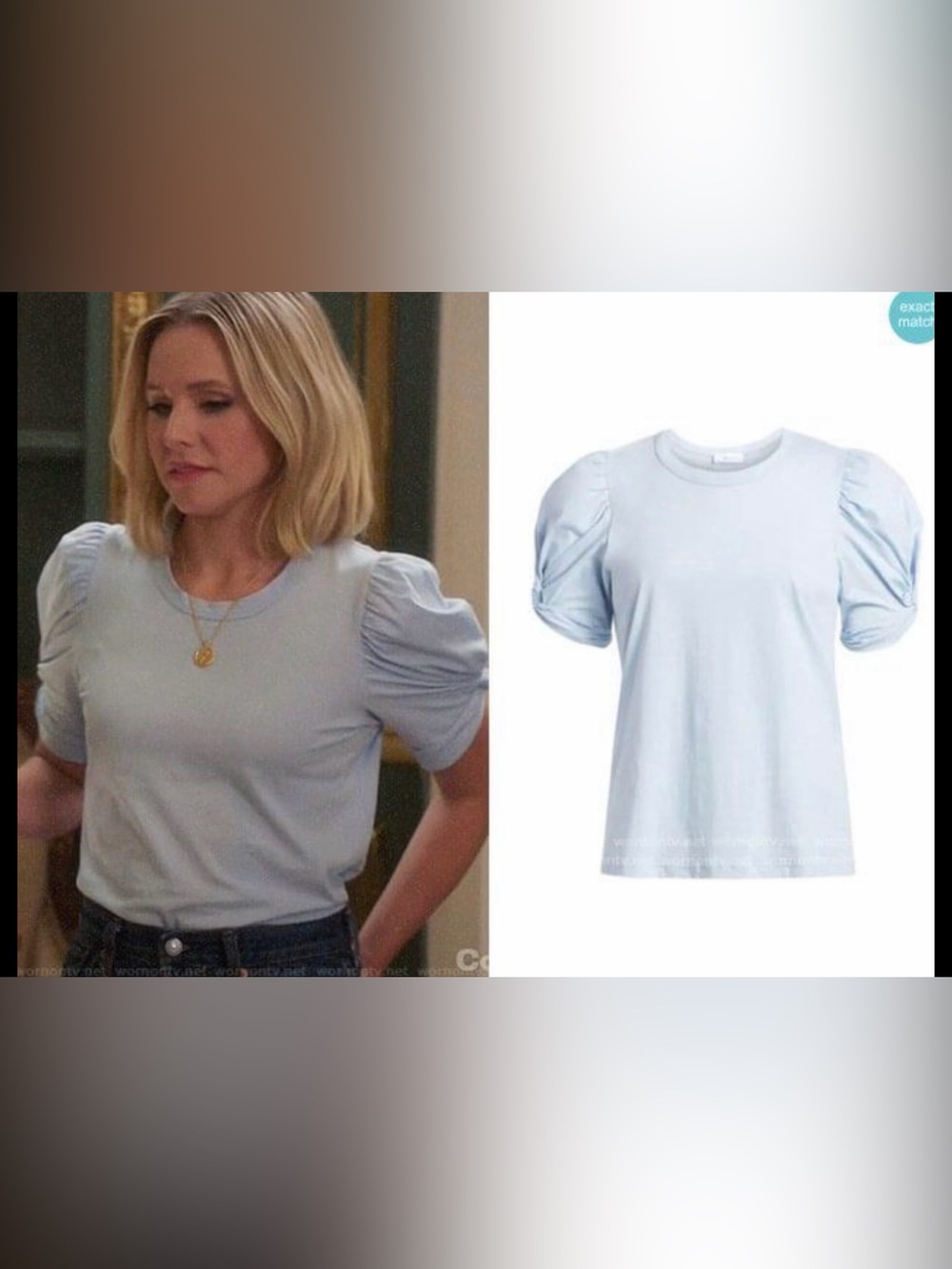 A.L.C. Puff Sleeve Crewneck Tee in Pale Blue